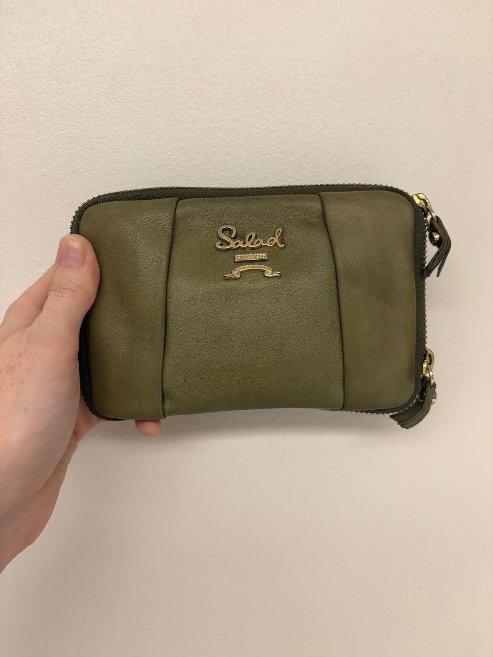 Salad Moss Green Wallet with logo pattern lining